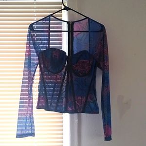 Snakeskin sheer mesh blue and purple 1XL